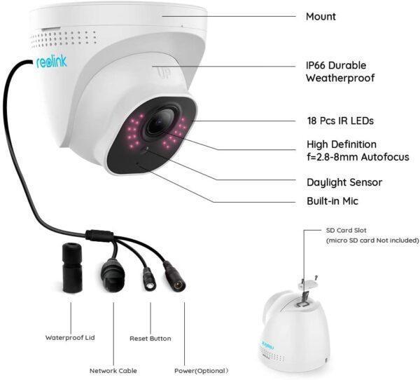 Reolink RLC-522 5MP PoE IP surveillance camera, 3X Zoom