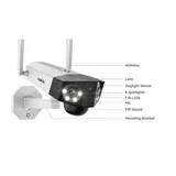 KAAMERAMAAILM.EE - Valvekaamera Reolink Duo 2 WiFi IP 4K kahe objektiiviga, isiku ja sõiduki tuvastusega on märgistatud osad: antenn, objektiiv, päevavalgusandur, neli kohtvalgustit, kolm IR LED-i, mi (5/5)