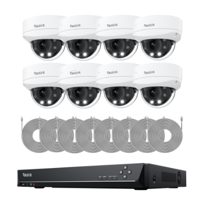 Reolink RLK16-843V8 4K 8MP IK10 Surveillance System with 5X Optical Zoom and Spotlight Color Night Vision