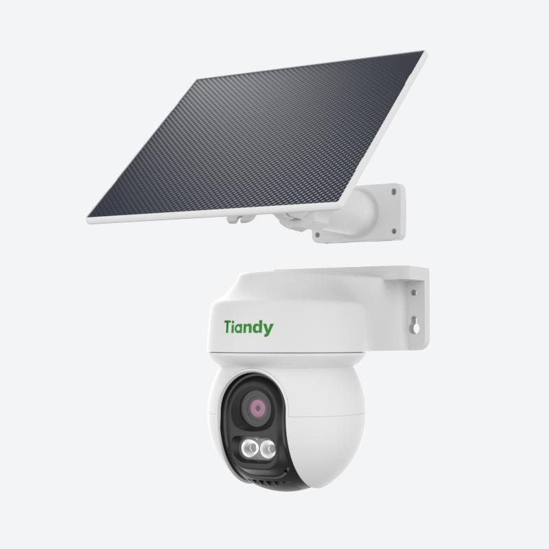 Tiandy TC-H343K 8DA-4 – 4MP 4G LTE Solar Pan-Tilt Battery Camera with 5200 mAh, Solar Panel, Auto-Tracking and Red/Blue Alarm Light