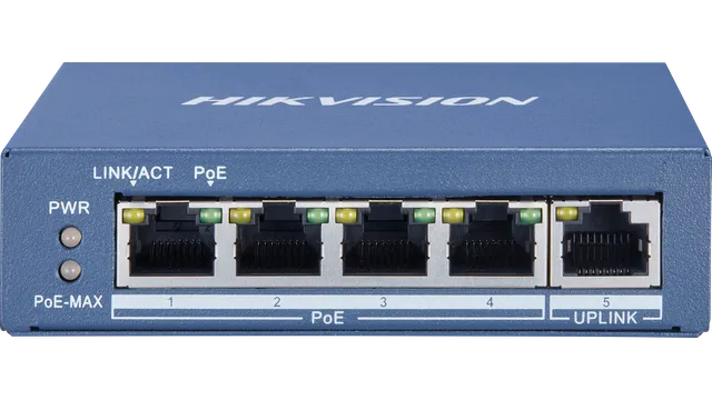 Switch DS-3E0505P-E 4 ports POE 1000Mbps 1 x RJ45 60W | cameraworld.eu Switch DS-3E0505P-E 4 ports POE 1000Mbps 1 x RJ45 60W