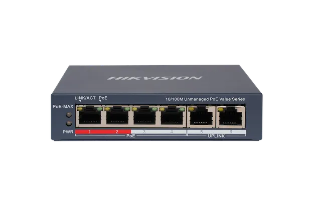 Switch DS-3E0106P-E/M(B) 4-Port Fast Ethernet Unmanaged PoE | cameraworld.eu Switch DS-3E0106P-E/M(B) 4-Port Fast Ethernet Unmanaged PoE