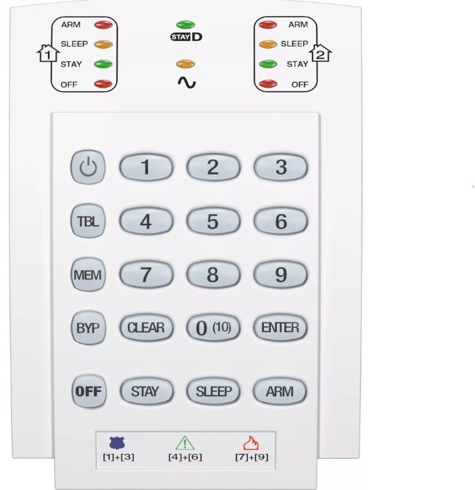 Keypad K10V wired 2 partitions vertical