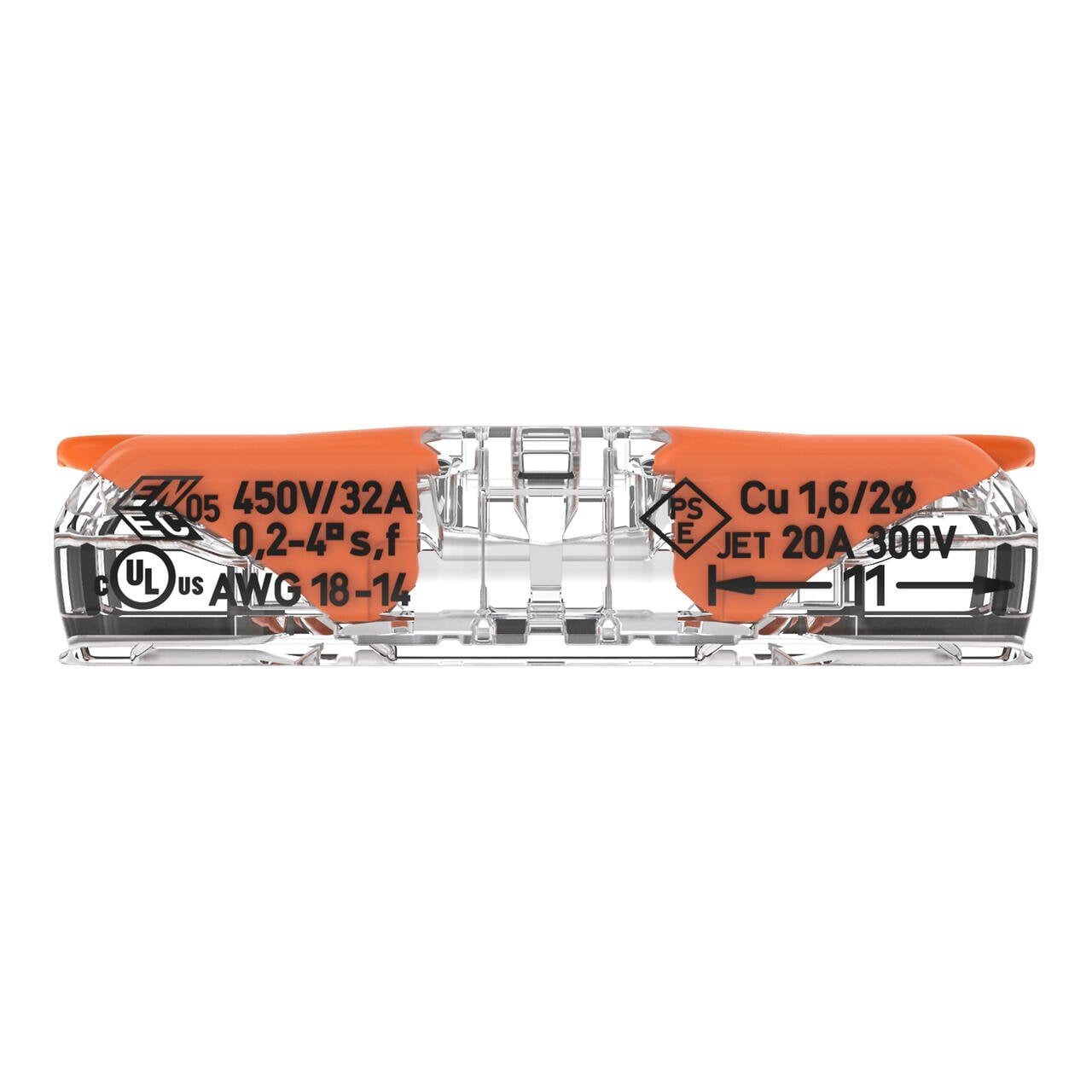 Sladdanslutning 221-2411 450V 2×0,2-4 mm² Transparent/Orange