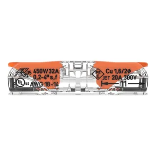 Coupler 221-2411 450V 2x0.2-4mm² transparent/orange