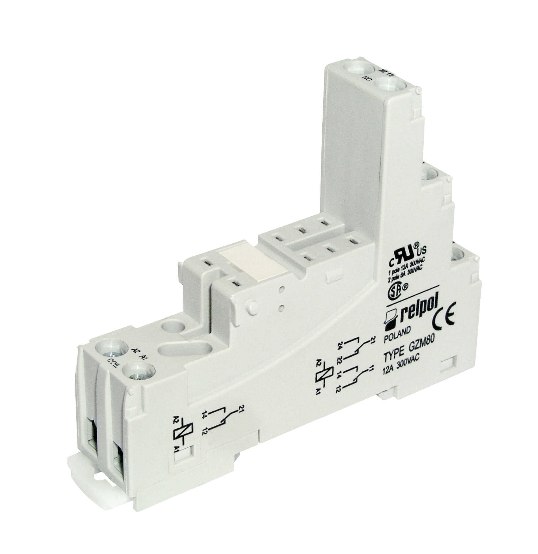 GZM80-12-8A DIN Rail Relay 12V 8A 1 Contact Pair