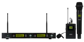 Dual UHF handheld microphone MSH‑898‑512 with lavalier microphone