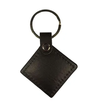 Keychain fob + button PU EM 125kHz oblong faux leather black