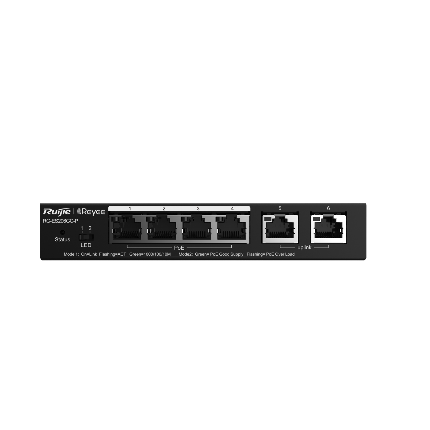 Switch RG-ES206GC-P PoE+ 4 gigabit,2xRJ45,54W