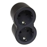 Biplite 694517 2 prises avec terre 16 A, noire (1/2)