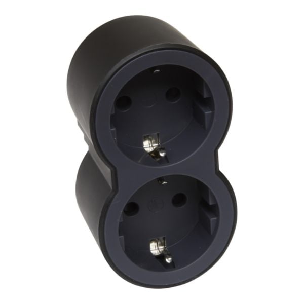 Socket splitter 694517 2 socket with earthing 16A, black