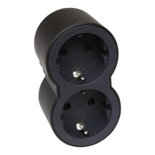 Socket splitter 694517 2 socket with earthing 16A, black