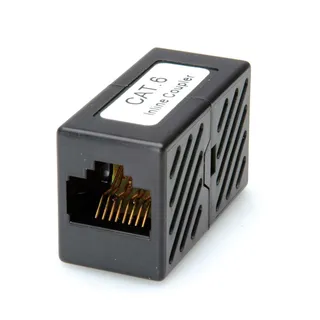 UTP cable coupler RJ45-RJ45 CAT6 In-Line black
