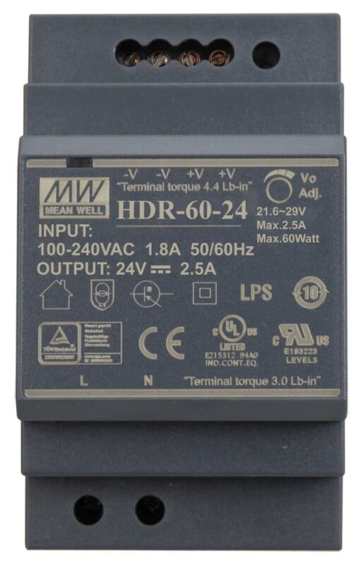 Switching power supply HDR-60-24 60W 24VDC 2.5A