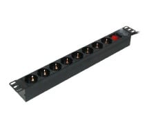 LK-BL-G10G08S Rack Power Panel 19″ 8×240V Schuko with Switch 1.8m Black