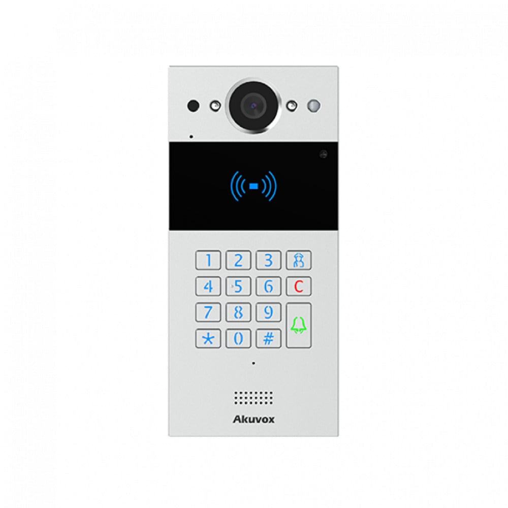 SIP Video Intercom R20K-Silver-On-Wall-V3.0 2MP RFID PIN Fingerprint PoE Silver