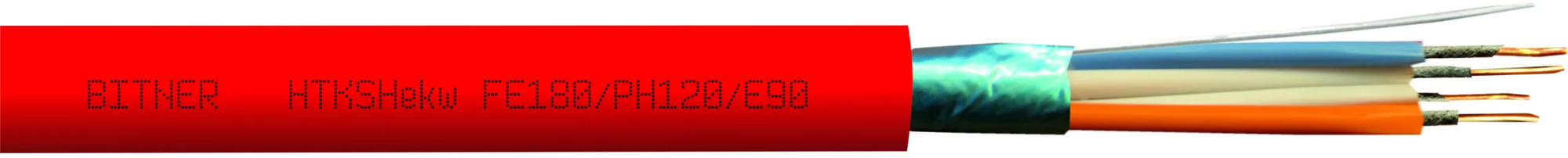 Shielded fire-resistant cable HTKSHekw FE180/PH120 E90 2x2x0.8 Cca-s1b d2 a1 red 100m