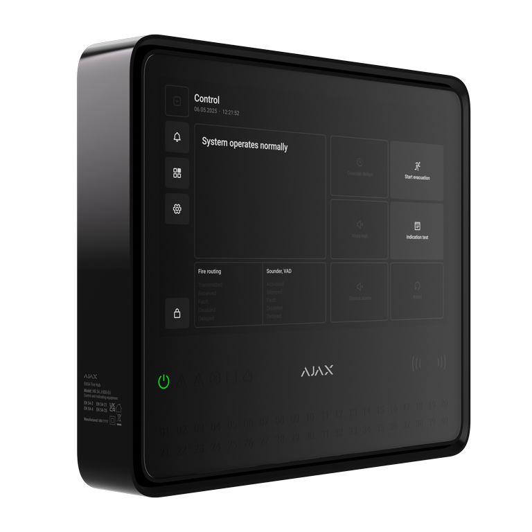 Ajax EN54 Fire Hub control panel ATS system black