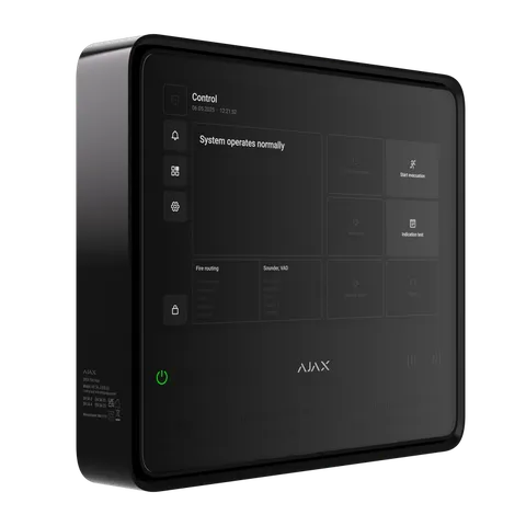 Ajax EN54 Fire Hub control panel ATS system black