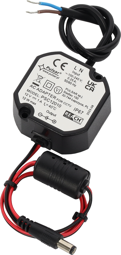 12V 1A power supply, IP67, Pulsar