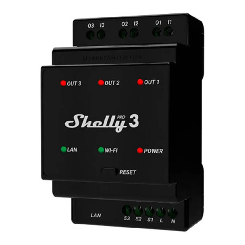 Shelly Pro 3 - for DIN rail mountable 3-channel smart relay
