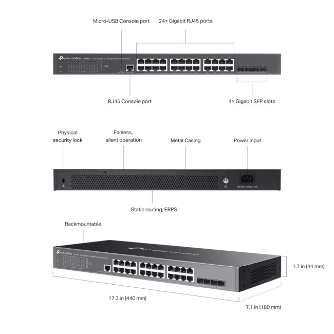 TP-Link TL-SG3428 Omada L2 manageeritav 24× 10/100/1000 Mbps RJ45 + 4x Gigabit SFP switch 4 TP-Link TL-SG3428 Omada L2 manageeritav 24× 10/100/1000 Mbps RJ45 + 4x Gigabit SFP switch - Image 4