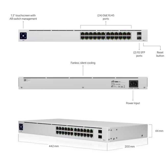 Ubiquiti USW-24-POE UniFi manageeritav Gigabit switch • 24 porti (16 PoE+ (95W) ) + 2 SFP 2 Ubiquiti USW-24-POE UniFi manageeritav Gigabit switch • 24 porti (16 PoE+ (95W) ) + 2 SFP - Image 2