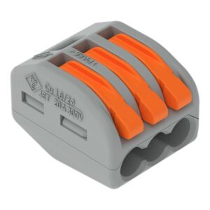 Wago klassikaline kolme klemmiga ühendusterminal kaablitele maksimaalse ristlõikega 4 mm²