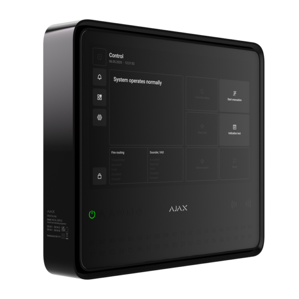 Ajax EN54 Fire Hub Jeweller Control Panel, musta