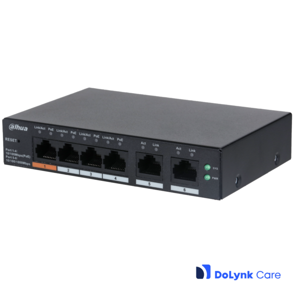 Dahua CS4006-4ET-60 DoLynk Care hallatav 4-pordiline PoE lüliti