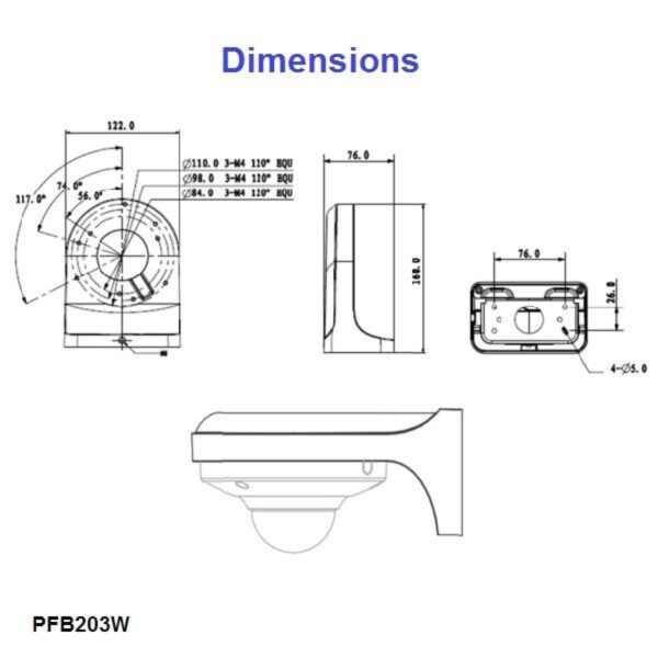 Dahua PFB203W Wall Mount Bracket for Dome Cameras