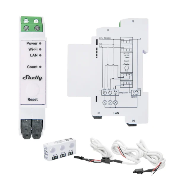 Shelly Pro 3EM-3CT63 – Three-Phase Energy Meter