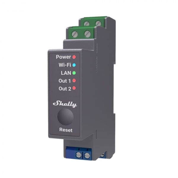 Shelly Pro 2 – DIN-liistule paigaldatav kahekanaliline nutikas Switch