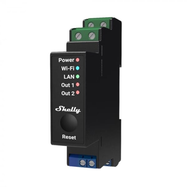 Shelly Pro 2PM – for DIN Rail Mountable 2-Channel Smart Switch Power Consumption with Metering