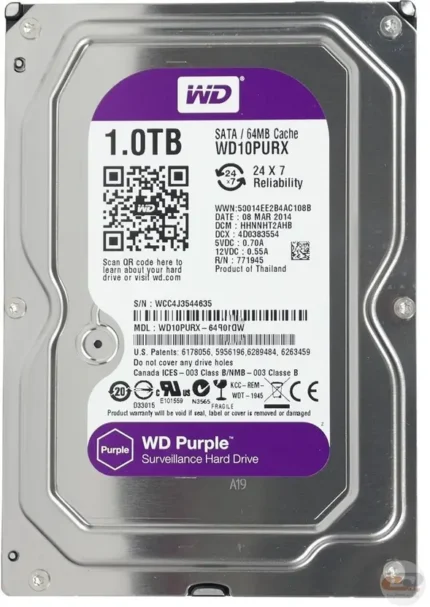 Western Digital Purple 1TB Hard Drive for Video Surveillance Systems