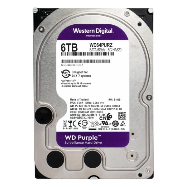 Western Digital Purple 6TB Hard Drive for Video Surveillance Systems