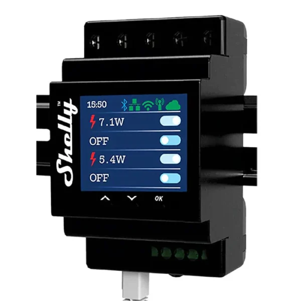 Shelly Pro 4PM – DIN-liistule paigaldatav 4-kanaliline nutirelee