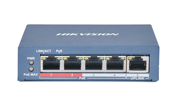 Lüliti DS-3E0105P-E 4-portne 10/100Mbps PoE 60W hallatav töölauamudel