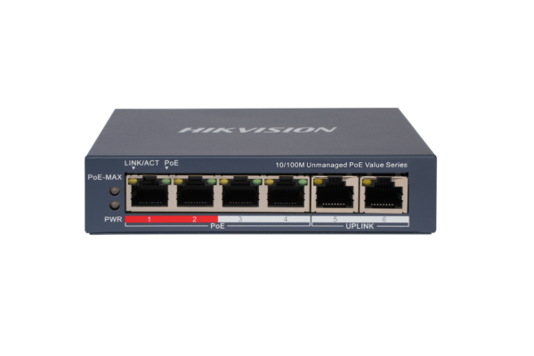 Switch DS-3E0106P-E/M(B) 4 Port kiire Ethernet Unmanaged PoE