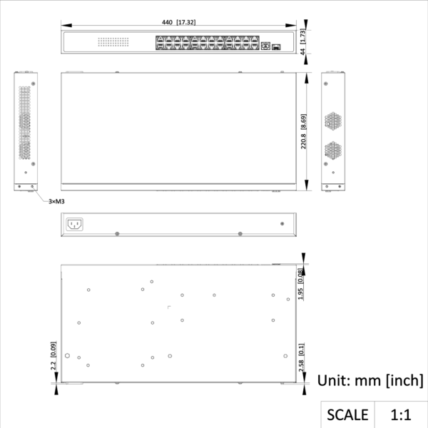 Switch DS-3E0526P-E(B) 24 port Gigabit Unmanaged PoE