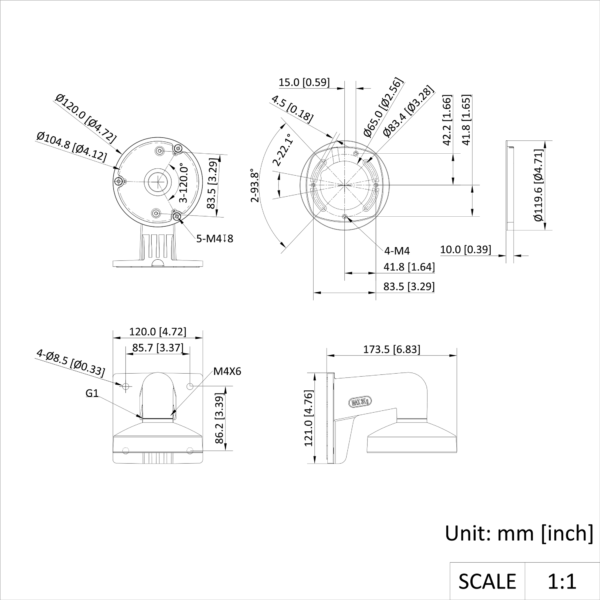 Seinäkiinnitys DS-1272ZJ-120 musta