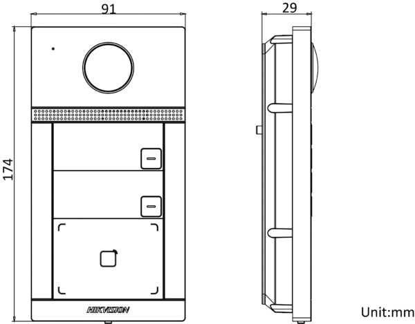 Villa Entry Panel DS-KV8213-WME1(C) 2MP 2-Kanavat Uppoasennettava 2-nappi Ulkona Metalli