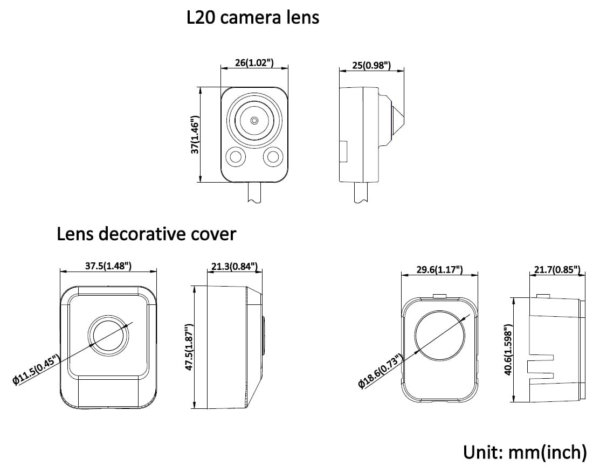Piilukaamera Lens DS-2CD6425G1-L20 3.7mm 8m