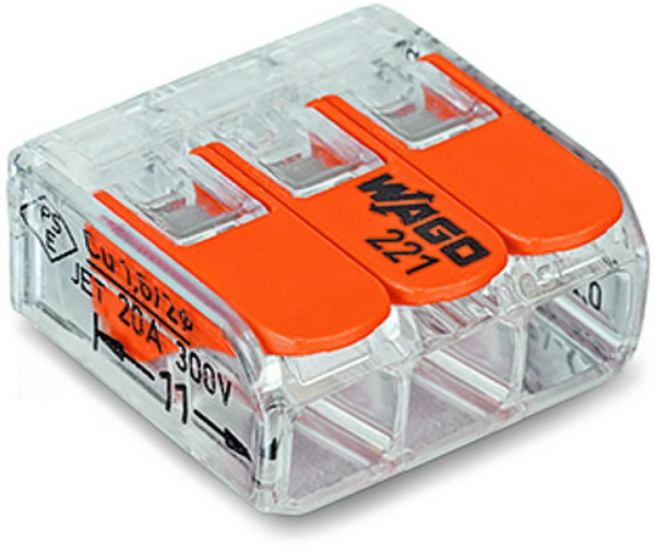 Connector 221-413 3×0.14-4mm² Transparent/Orange