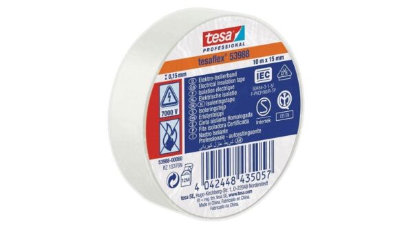 Sähköeristeteippi 53988-00065-00 PVC 10m x 15mm Valkoinen