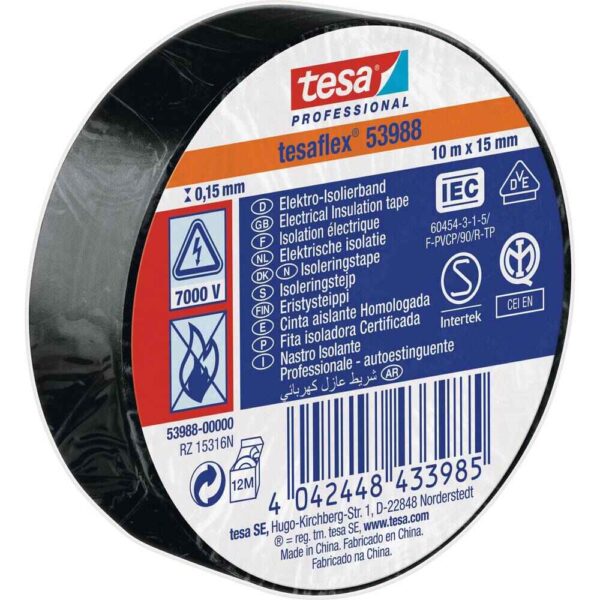 Elektriisolatsioonteip 53988-00005-00 PVC 10m x 15mm Musta