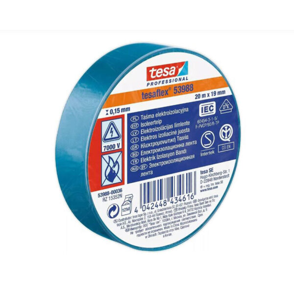 Electrical Insulation Tape 53988-00036-00 PVC 20m x 19mm Blue