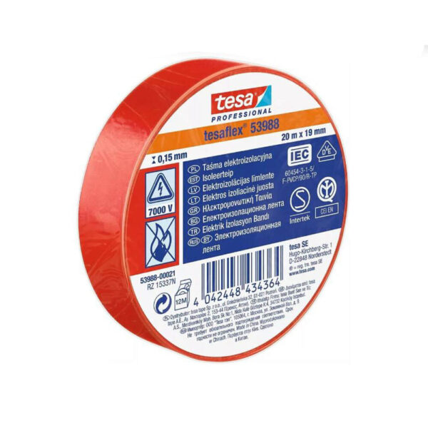 Electrical Insulation Tape 53988-00021-00 PVC 20m x 19mm Red
