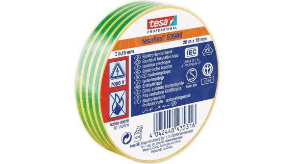 Electrical Insulation Tape 53988-00081-00 PVC 20m x 19mm Yellow-Green