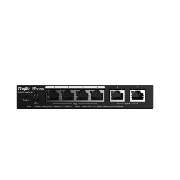 Switch RG-ES206GC-P PoE+ 4 gigabit,2xRJ45,54W